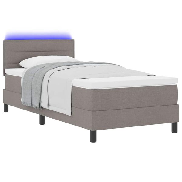 vidaXL Lit &agrave; ressorts avec matelas avec LED Taupe 100 x 200 cm tissu