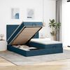 vidaXL Cadre de lit ottoman avec matelas bleu fonc&eacute; 200x200 cm velours