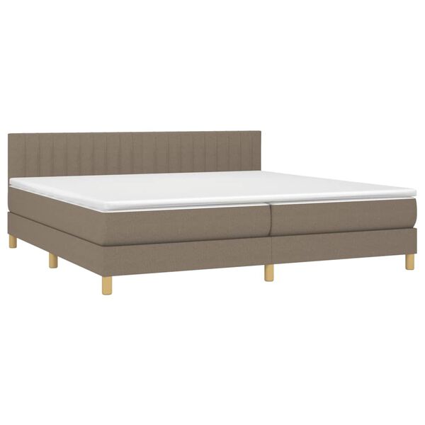 vidaXL Sommier &agrave; lattes de lit et matelas et LED Taupe 200x200cm Tissu