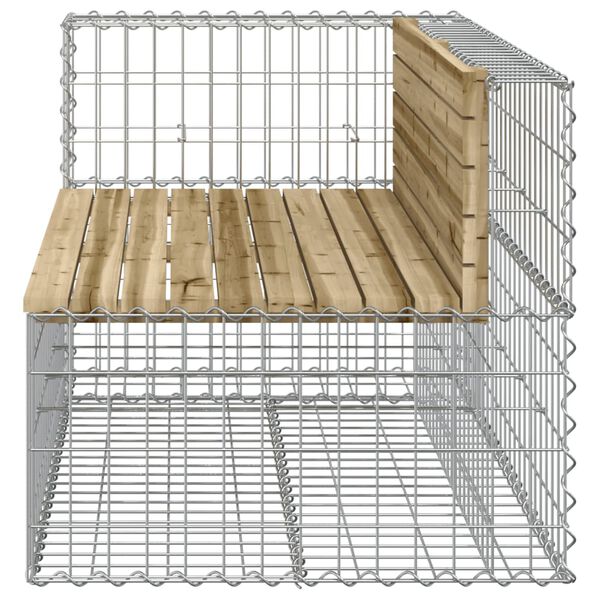 vidaXL Banc de jardin design gabion 122x71x65,5cm bois de pin impr&eacute;gn&eacute;
