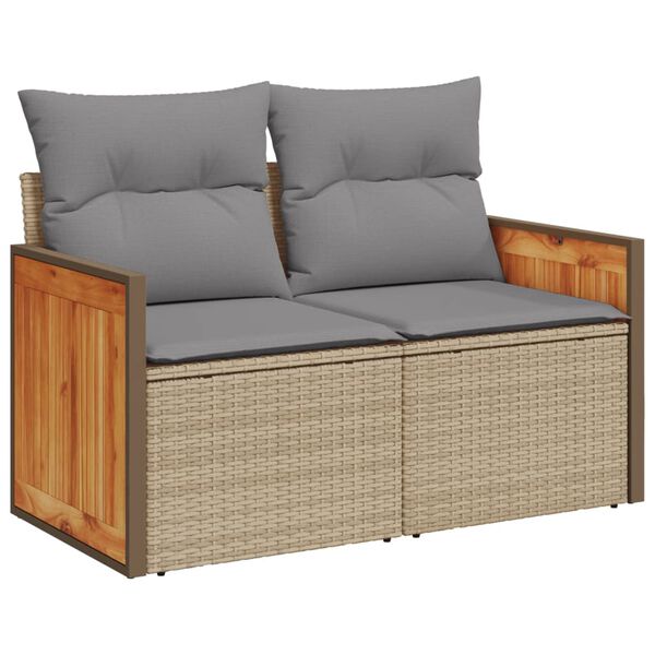 vidaXL Salon de jardin avec coussins 9 pcs beige r&eacute;sine tress&eacute;e