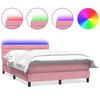 vidaXL Sommier &agrave; lattes de lit avec matelas et LED rose 140x220 cm velours