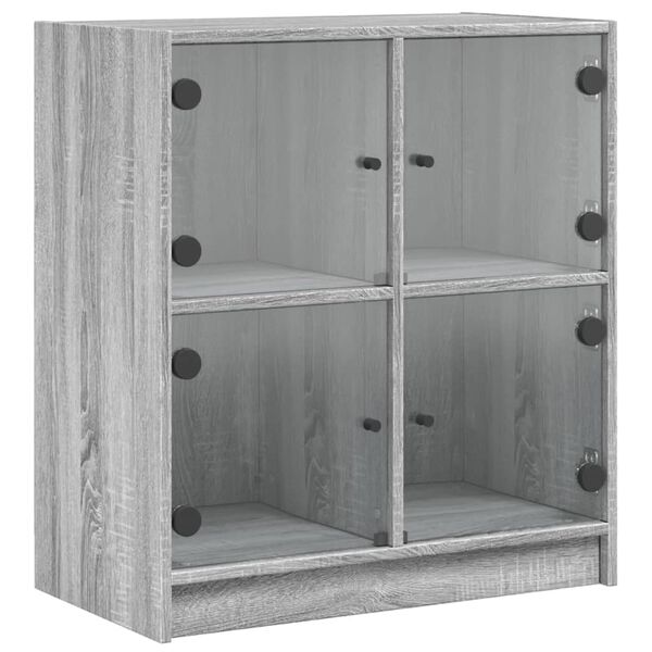 vidaXL Armoire lat&eacute;rale avec portes en verre sonoma gris 68x37x75,5 cm