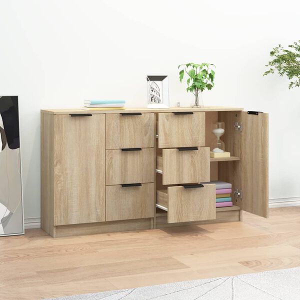 vidaXL Buffets 2 pcs Ch&ecirc;ne sonoma 60x30x70 cm Bois d'ing&eacute;nierie