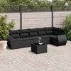 vidaXL Salon de jardin 7 pcs avec coussins noir r&eacute;sine tress&eacute;e
