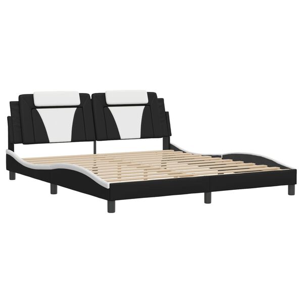 vidaXL Cadre de lit Viana avec LED sans matelas noir et blanc 180x200 cm