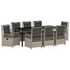 vidaXL Ensemble de salle &agrave; manger pour jardin 9 pcs Gris clair