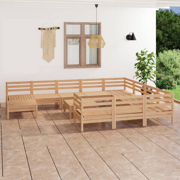 vidaXL Salon de jardin 12 pcs Bois de pin massif
