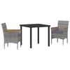 vidaXL Ensemble de salle &agrave; manger pour jardin 3 pc Gris polyrotin