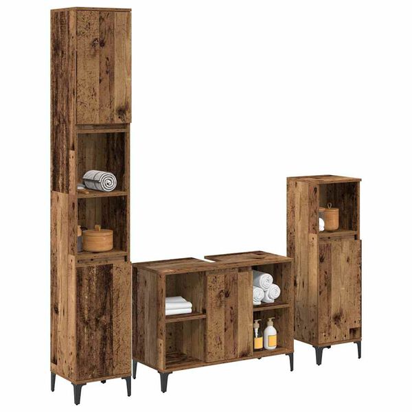 vidaXL Ensemble de mobilier de salle de bain 3 pcs Bois ancien