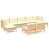 vidaXL Salon de jardin 9 pcs avec coussins cr&egrave;me bois de pin