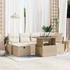vidaXL Ensemble de canap&eacute; de jardin 7 pcs Beige Poly rotin