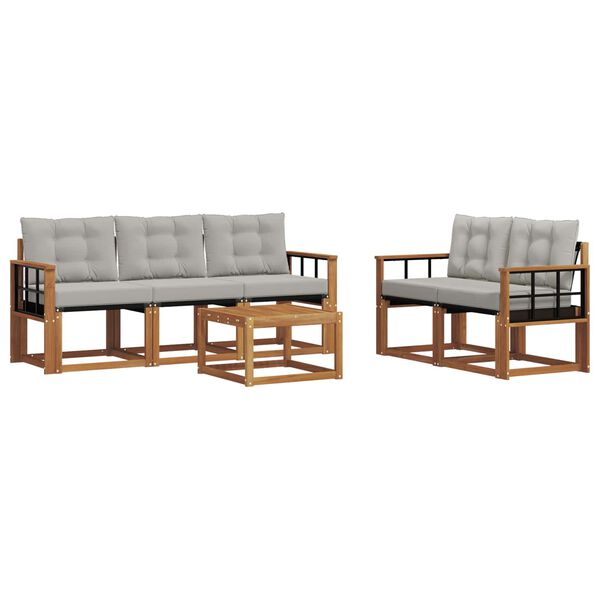 vidaXL Ensemble de canap&eacute;s d'ext&eacute;rieur 6 pcs Gris Naturel et Clair