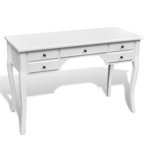 vidaXL Bureau fran&ccedil;ais en bois avec pieds courb&eacute;s et 5 tiroirs