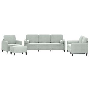 vidaXL Ensemble de canap&eacute;s 4 pcs avec coussins gris clair velours