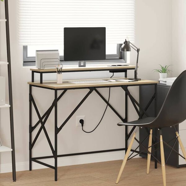 vidaXL Bureau Ch&ecirc;ne Sonoma 100 x 50 x 86,5 cm Bois d'ing&eacute;nierie