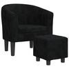 vidaXL Fauteuil avec repose-pied noir velours