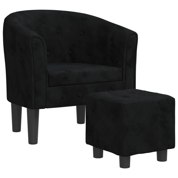 vidaXL Fauteuil avec repose-pied noir velours