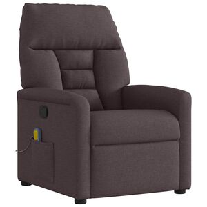 vidaXL Fauteuil de massage inclinable Marron fonc&eacute; Tissu