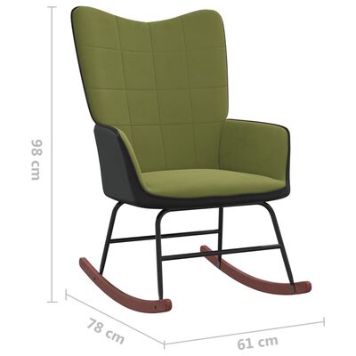 vidaXL Chaise à bascule Vert clair Velours et PVC