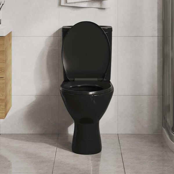 vidaXL Abattant WC &agrave; fermeture en douceur Lib&eacute;ration rapide Noir