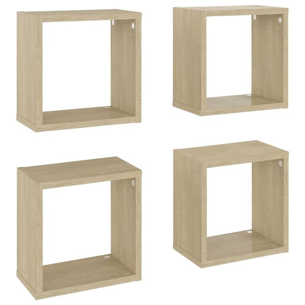 vidaXL &Eacute;tag&egrave;res cube murales 4 pcs Ch&ecirc;ne sonoma 26x15x26 cm