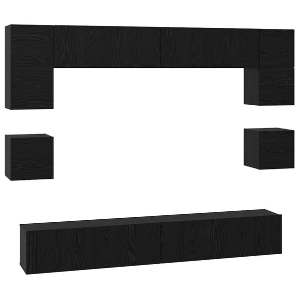 vidaXL Ensemble meuble TV 8 pcs Ch&ecirc;ne noir Bois d'ing&eacute;nierie