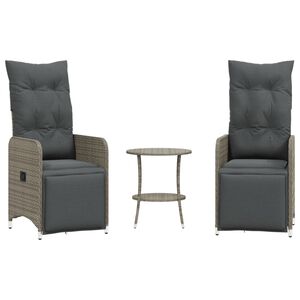 vidaXL Chaises inclinables de jardin lot de 2 et table r&eacute;sine tress&eacute;e