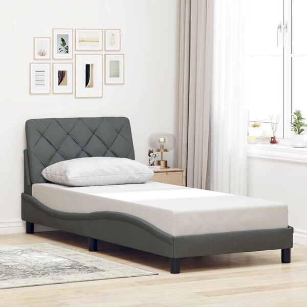 vidaXL Cadre de lit sans matelas gris fonc&eacute; 90x190 cm tissu