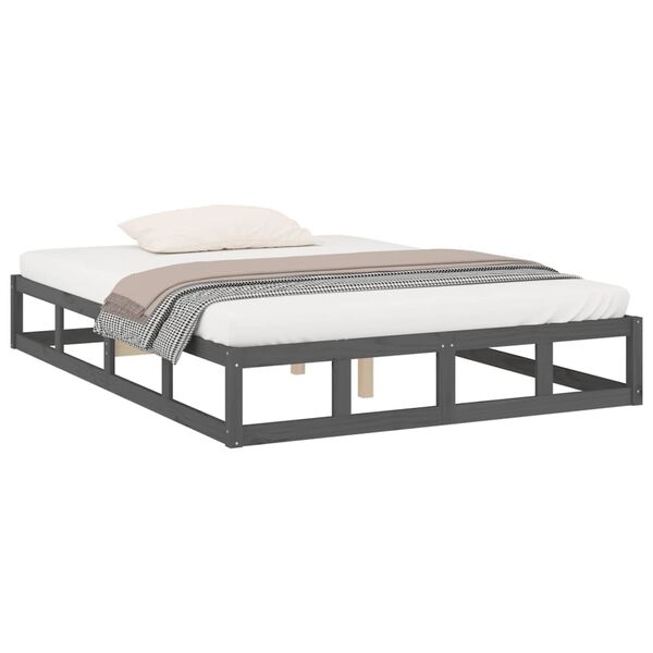 vidaXL Cadre de lit sans matelas gris 150x200 cm bois massif