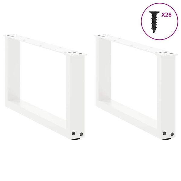 vidaXL Pieds de table basse en U 2 pi&egrave;ces Blanc 70 x (30-31) cm Acier