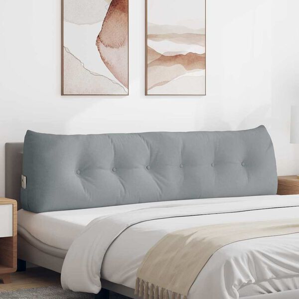 vidaXL Coussin de Dos Gris clair 180 x 24 x 50 cm tissu