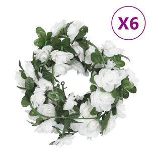 vidaXL Guirlandes de fleurs 6 pcs blanc 240 cm