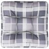 vidaXL Coussin de palette motif &agrave; carreaux gris tissu