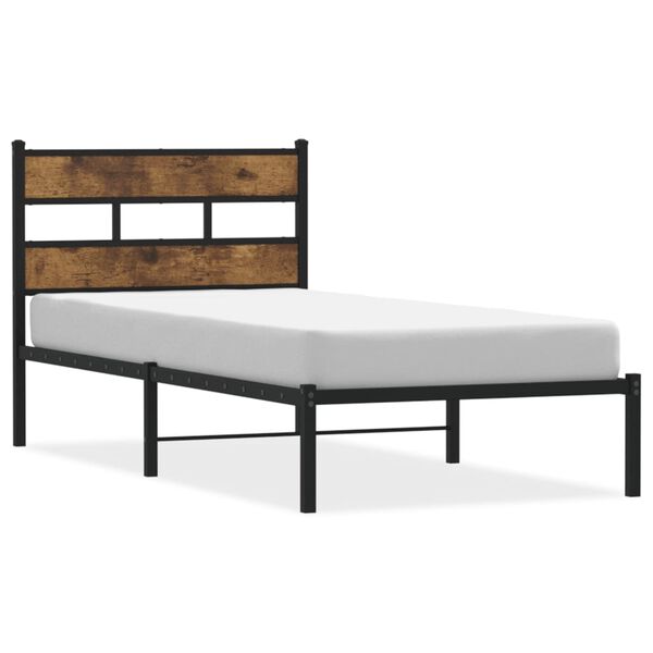 vidaXL Cadre de lit en métal sans matelas chêne fumé 90x200 cm