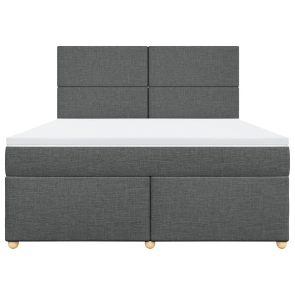 vidaXL Sommier &agrave; lattes de lit avec matelas Gris fonc&eacute; 180x200cm Tissu