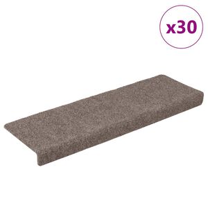 vidaXL Tapis d'escalier autocollants 30 pi&egrave;ces 65 x 21 x 4 cm Beige Bord rectangulaire