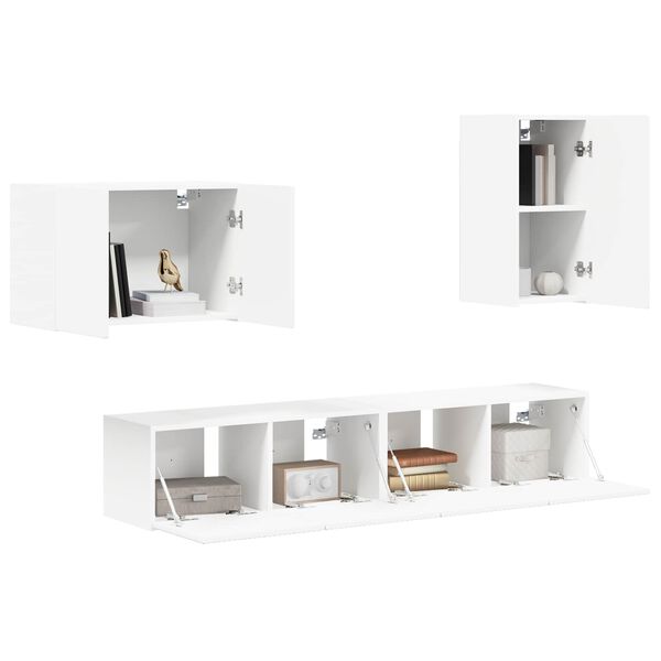vidaXL Ensemble de meuble TV mural 4 pcs Blanc Bois d'ing&eacute;nierie
