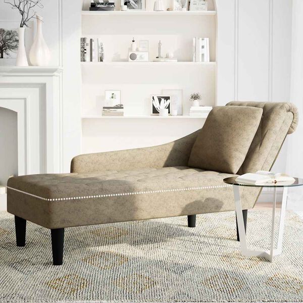vidaXL Fauteuil long et coussin/accoudoir droit gris clair simili cuir
