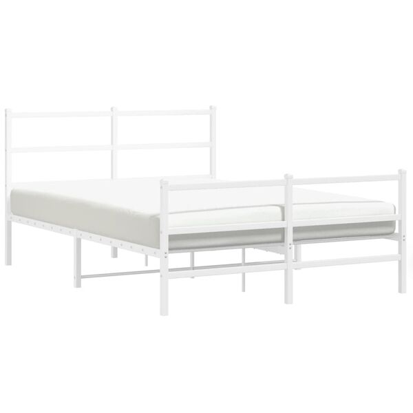 vidaXL Cadre de lit m&eacute;tal sans matelas et pied de lit blanc 140x200 cm