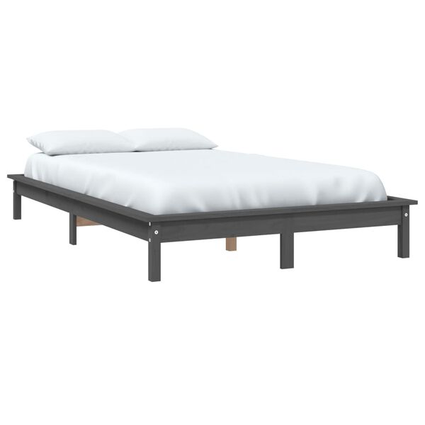 vidaXL Cadre de lit sans matelas gris 120x200 cm bois massif