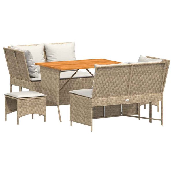 vidaXL Salon de jardin avec coussins 5 pcs beige r&eacute;sine tress&eacute;e