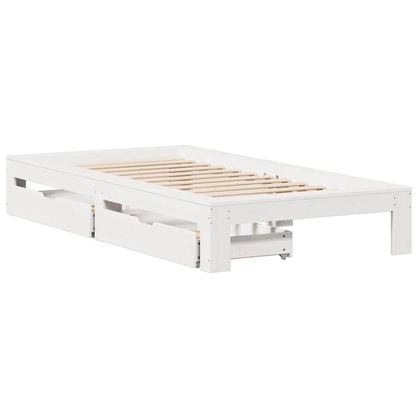vidaXL Cadre de lit sans matelas blanc 75x190 cm bois de pin massif