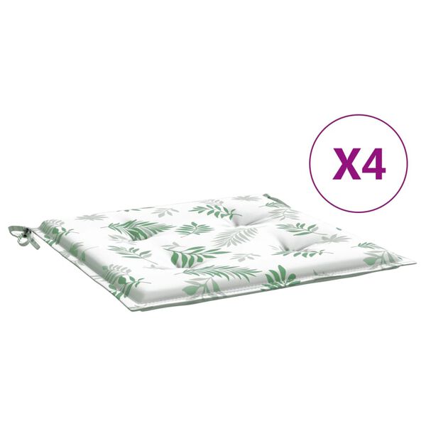 vidaXL Coussins de chaise lot de 4 motif de feuilles 40x40x4 cm tissu