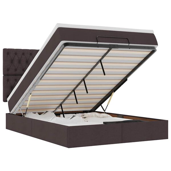 VidaXL Cadre de lit ottoman avec matelas marron fonc&eacute; 140x200 cm tissu