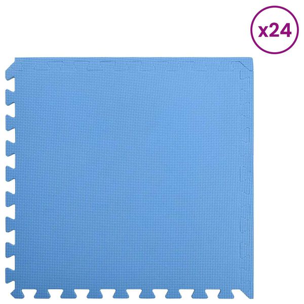 vidaXL Tapis d'exercice puzzle 24 pcs Bleu 8,64 ㎡ Mousse EVA