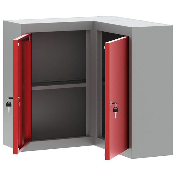 vidaXL Cabinet à Outils avec étagère Rouge et gris 55 x 55 x 55 cm