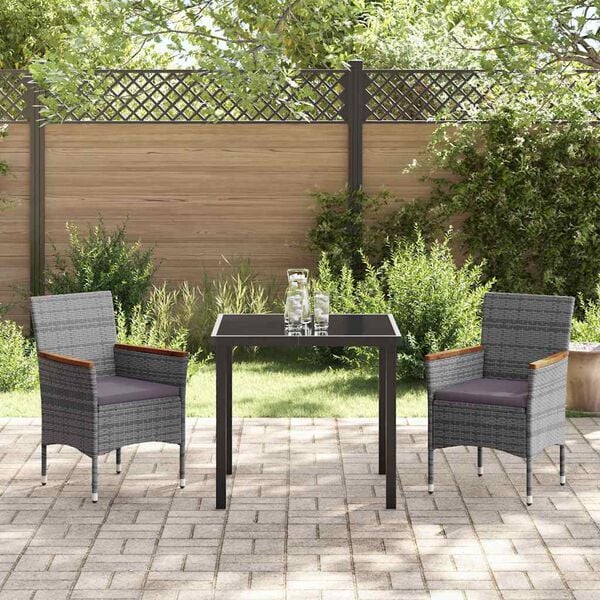 vidaXL Ensemble de salle &agrave; manger pour jardin 3 pcs Gris polyrotin
