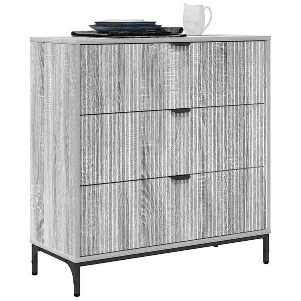vidaXL Buffet Gris Sonoma 79,5 x 33 x 82 cm Bois d'ing&eacute;nierie