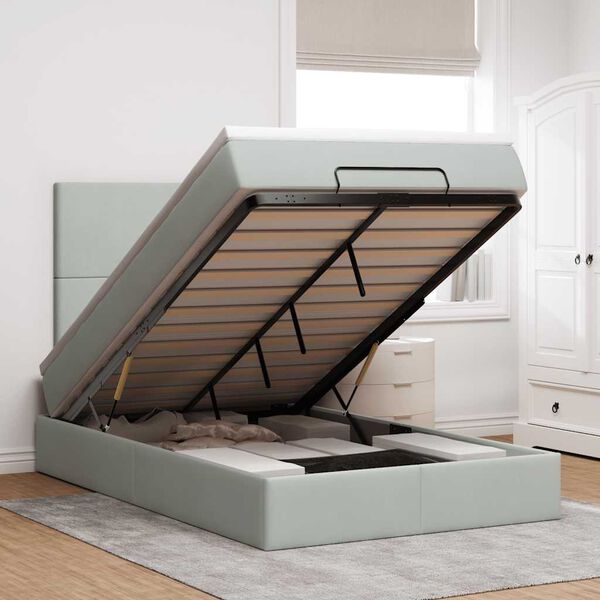 vidaXL Cadre de lit ottoman et matelas gris clair 120x200 cm velours